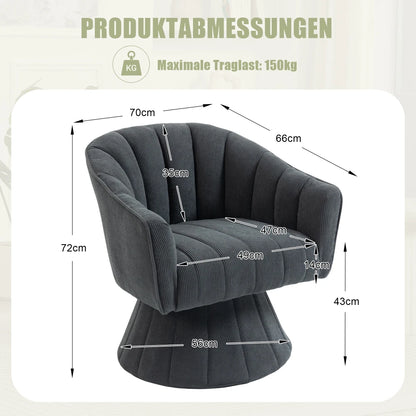 Drehsessel Beige – Modernes 360 Grad Cord Polstersessel Set mit Holzgestell bis 150kg