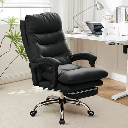 Buerostuhl Ergonomisch Schwarz – Netz Drehstuhl mit Fussstütze & Verstellbarer Lendenstuetze fuer Schreibtisch & Homeoffice