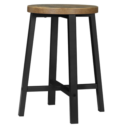 Küchenhocker 2er Set Industrie-Design – Kompakter Beistellhocker aus Metall & Holz bis 100kg