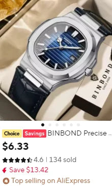 BINBOND Luxus Herrenuhr Blau – Wasserdichte Quarz Armbanduhr mit Chronograph & Datum