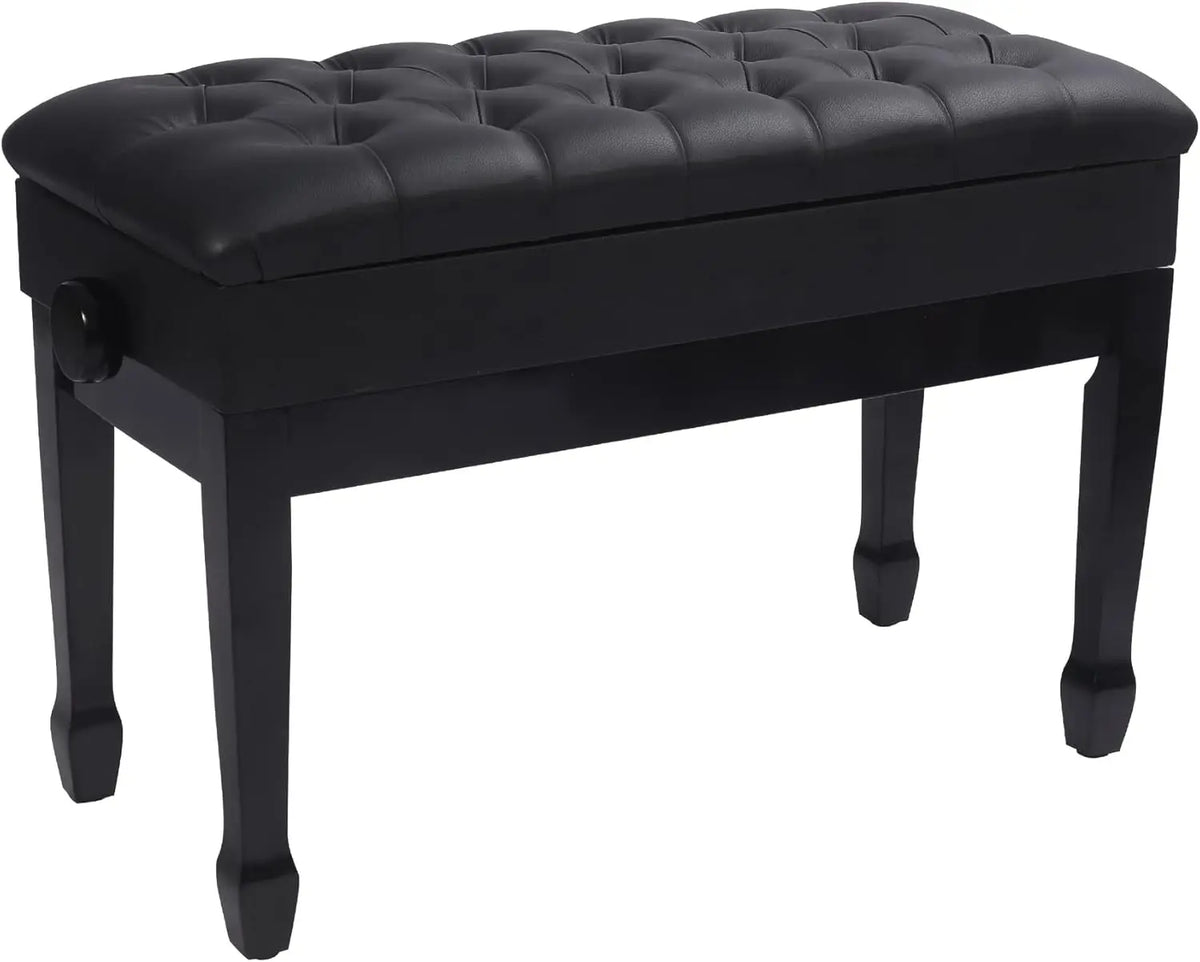 Höhenverstellbare Klavierbank mit Stauraum – Ergonomischer Pianohocker mit Kunstleder-Polster