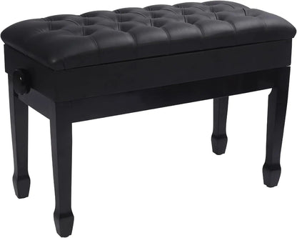 Höhenverstellbare Klavierbank mit Stauraum – Ergonomischer Pianohocker mit Kunstleder-Polster