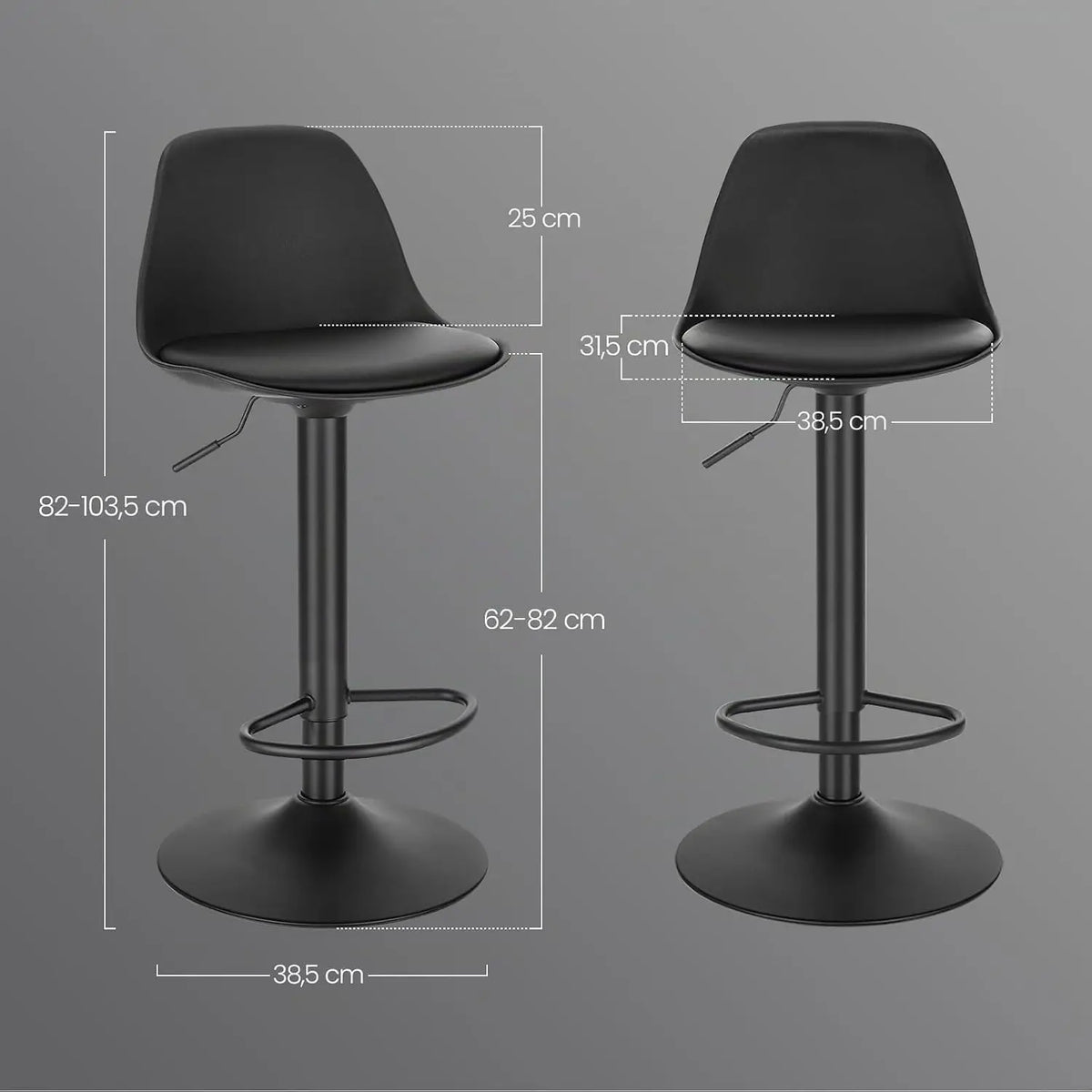 Moderne Barhocker 2er Set Kunstleder Höhenverstellbar – Drehbarer Tresenstuhl mit Metallfuss