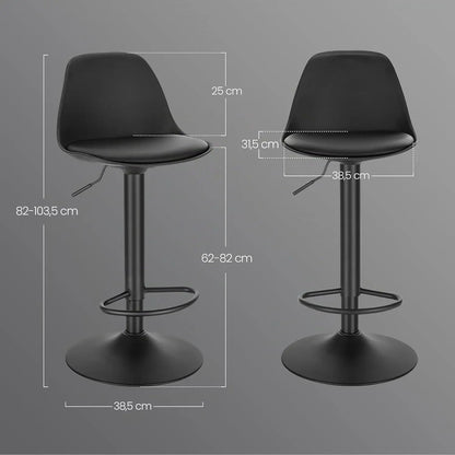 Moderne Barhocker 2er Set Kunstleder Höhenverstellbar – Drehbarer Tresenstuhl mit Metallfuss