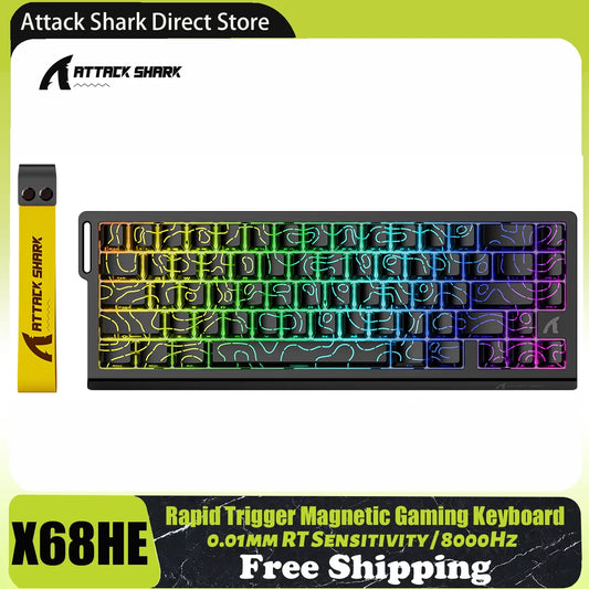 Gaming Tastatur Magnetisch 60% – Attack Shark X68 HE Rapid Trigger RGB Gaming Keyboard mit 8000Hz