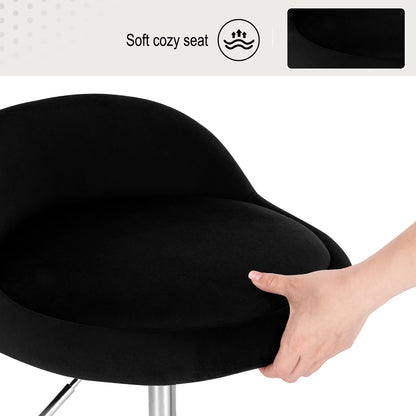 Höhenverstellbarer Rollhocker Samt Dunkelgrau – Ergonomischer Arbeitshocker mit Rückenlehne