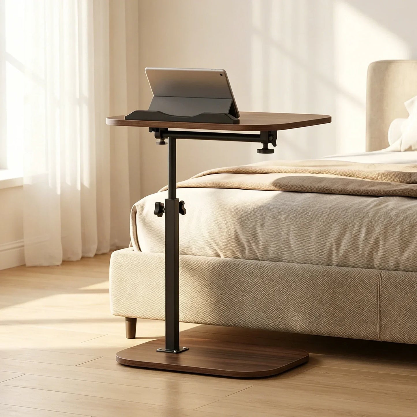Beistelltisch Höhenverstellbar Holz 360° – Flexibler Pflegetisch Laptoptisch Couch