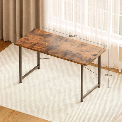 Schreibtisch im Industriestil 120 cm – Stabiler Computertisch mit X-Strebe Braun