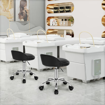 Höhenverstellbarer Rollhocker Samt Dunkelgrau – Ergonomischer Arbeitshocker mit Rückenlehne