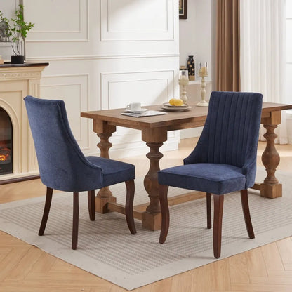 Esszimmerstuhl 2er Set Beige – Modernes Polsterstuhl Set aus Samt mit Nietenverzierung, Knopfung & Holzbeinen bis 127kg