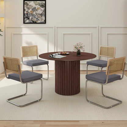Freischwinger 2er Set Modern – Polsterstuhl Set aus Teddy-Samt & Rattan-Rueckenlehne mit Metallgestell