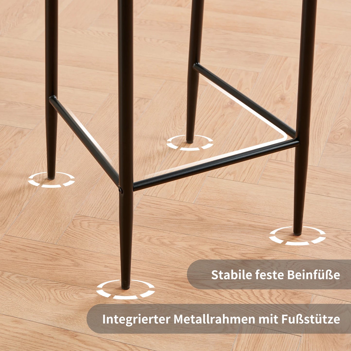 Barhocker 2er Set Kunstleder Schwarz – Drehbarer Tresenstuhl mit Höhenverstellung & Rückenlehne