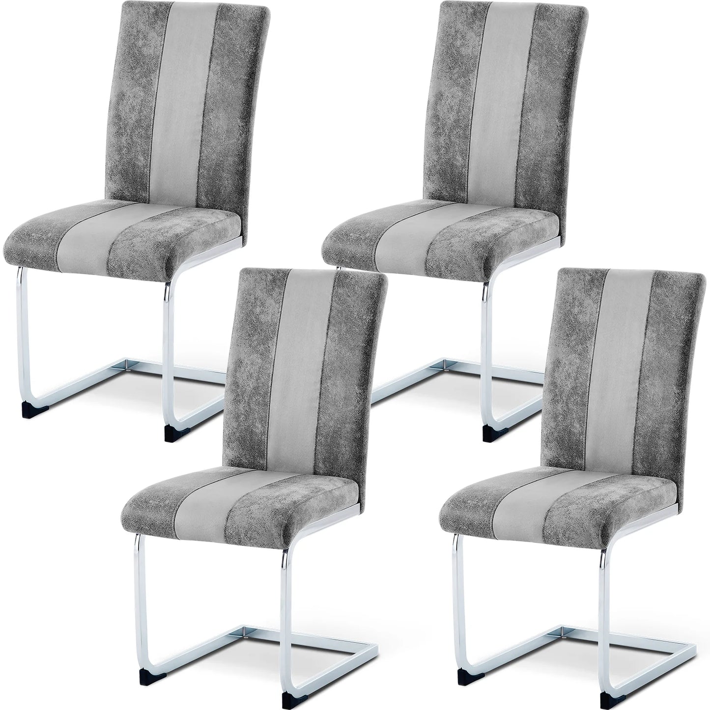Esszimmerstuhl 4er Set Schwarz – Modernes Freischwinger Set aus PU Kunstleder mit Z-Form Metallgestell bis 120kg
