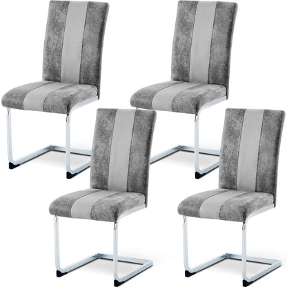 Esszimmerstuhl 4er Set Schwarz – Modernes Freischwinger Set aus PU Kunstleder mit Z-Form Metallgestell bis 120kg