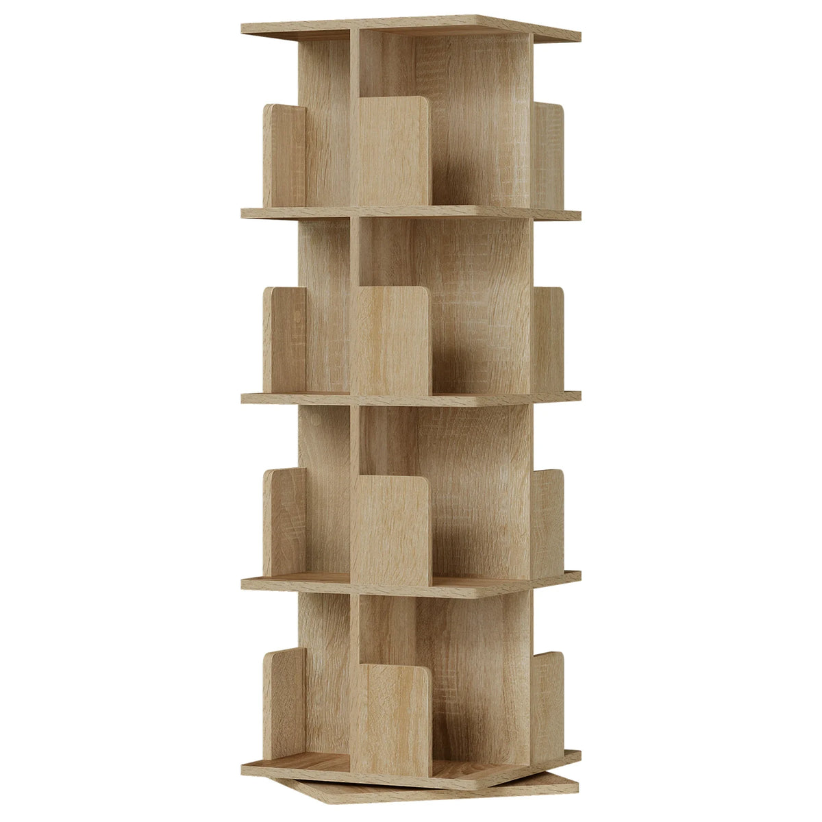 Drehbares Bücherregal Weiß 4 Etagen 128 cm – Standregal 360 Grad Drehbar Raumteiler