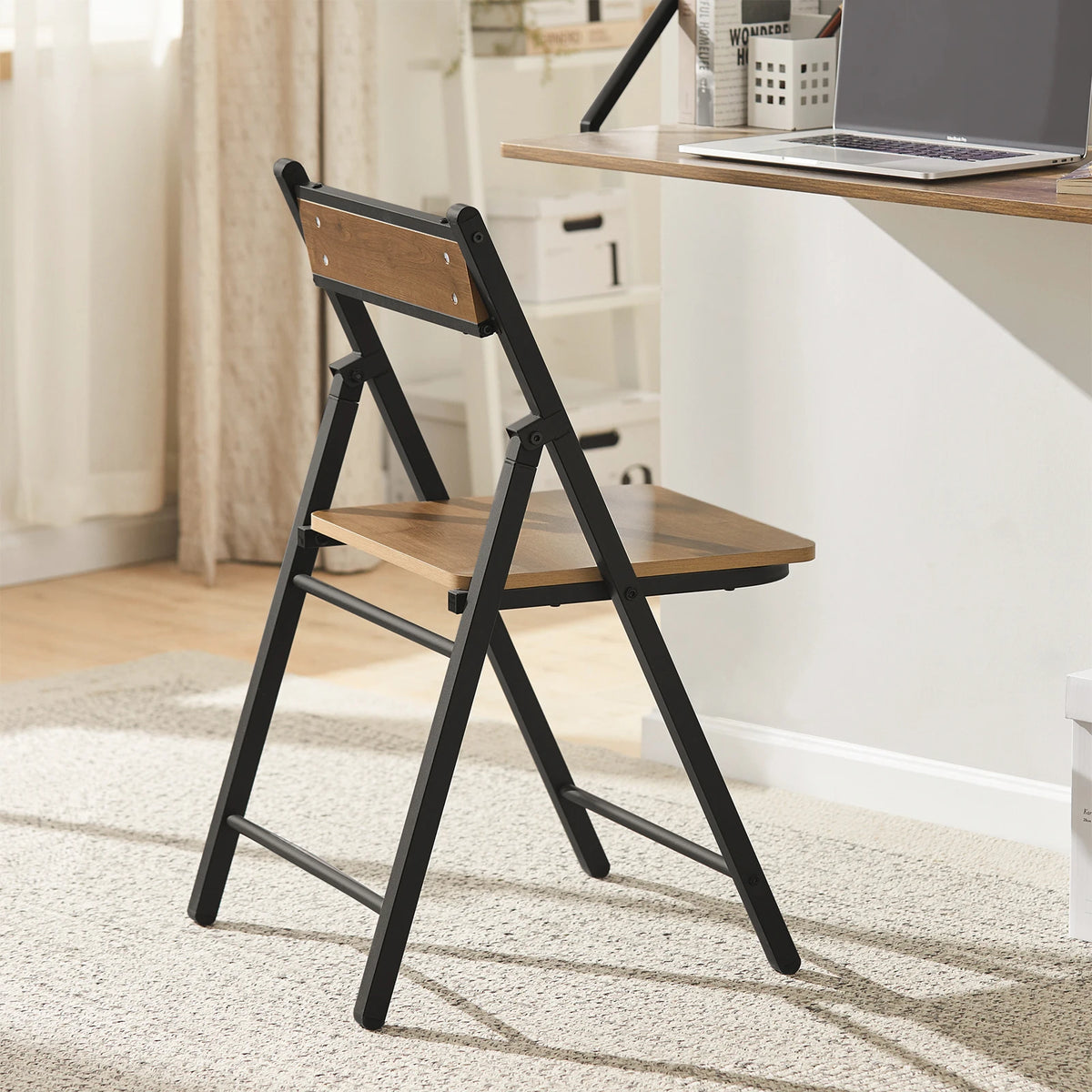 Klappstuhl Metall 2er Set Schwarz – Platzsparender Klappbarer Esszimmerstuhl bis 150kg Tragkraft