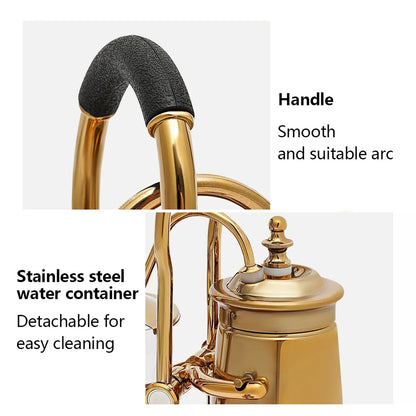 Belgische Siphon Kaffeemaschine Gold – Royale Belgische Kaffee-Siphon aus Edelstahl & Borosilikatglas