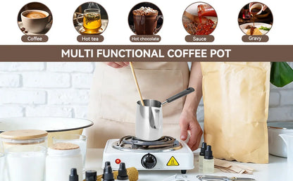 Türkisches Kaffeekännchen Edelstahl 600ml – Ibrik & Milchaufschäumkännchen mit Stiel