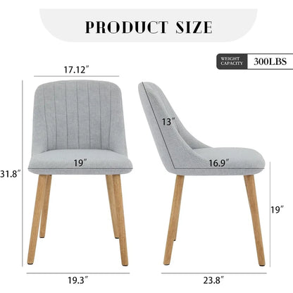 Polsterstühle 4er Set Beige Leinen-Optik – Moderne Esszimmerstühle mit Massivholzbeinen