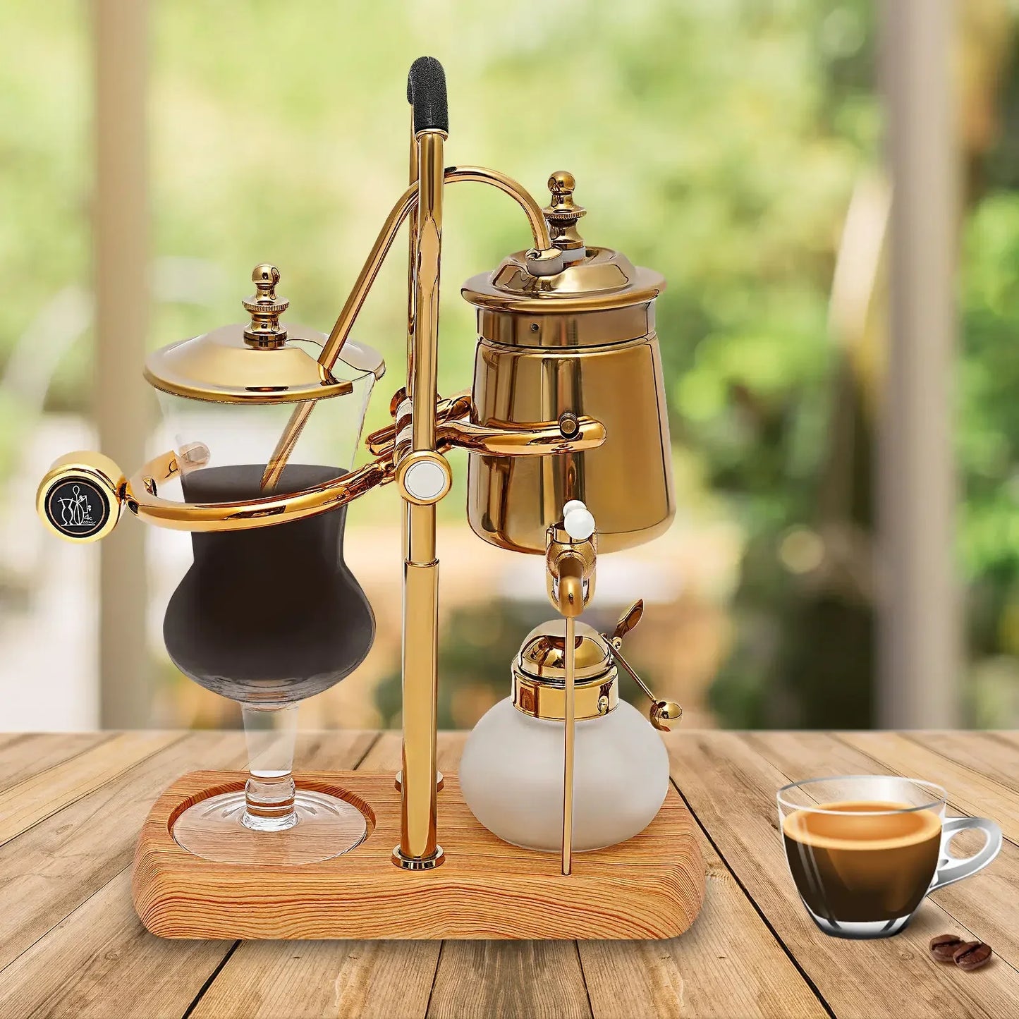 Belgische Siphon Kaffeemaschine Gold – Royale Belgische Kaffee-Siphon aus Edelstahl & Borosilikatglas