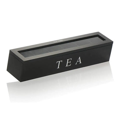 Tee-Organizer aus Holz mit Glasdeckel – Elegante Tee-Aufbewahrungsbox mit 6 Fächern
