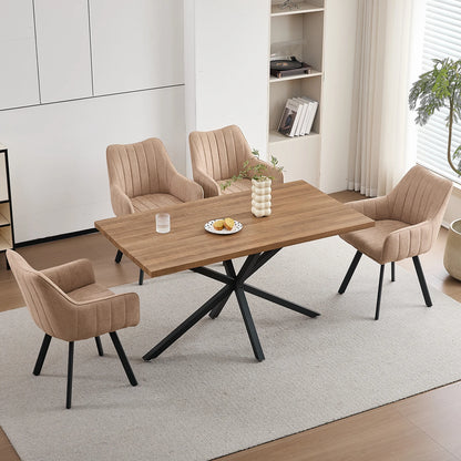 Drehbare Esszimmerstühle 2er Set Leinen – Moderne Polsterstühle mit Metalldesign & Ergo-Rückenlehne