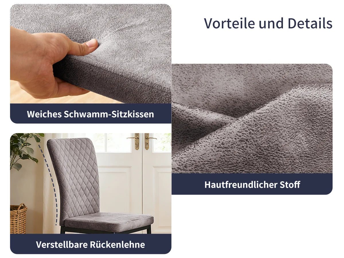 Esszimmerstuhl 6er Set Schwarz – Modernes Freischwinger Set aus PU Kunstleder mit Armlehnen & Metallgestell