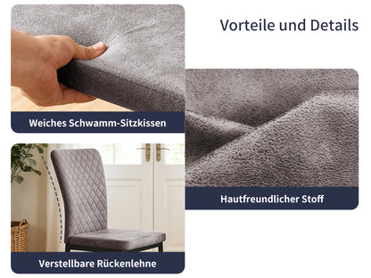 Esszimmerstuhl 6er Set Schwarz – Modernes Freischwinger Set aus PU Kunstleder mit Armlehnen & Metallgestell