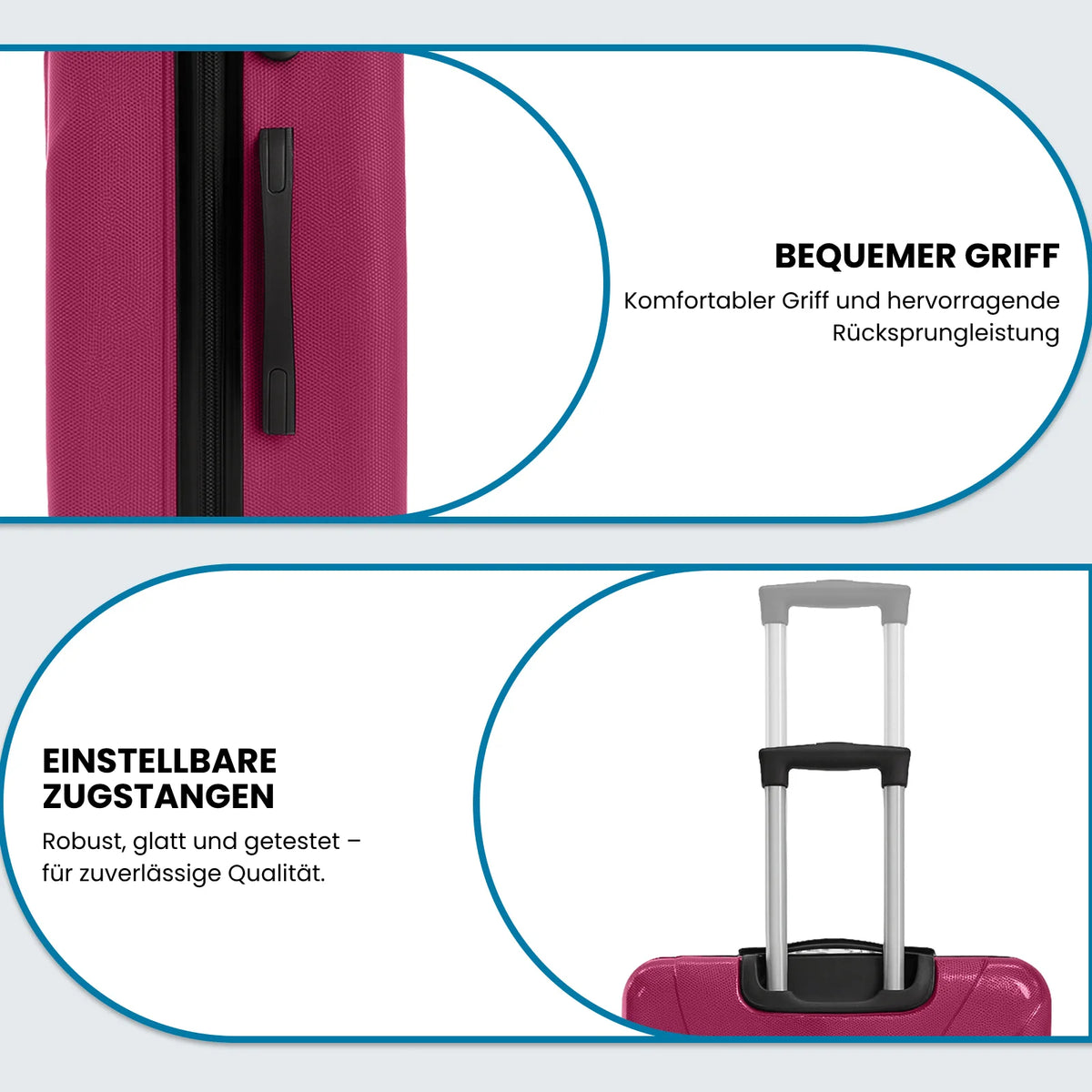 Kofferset 4-teilig Hartschale Schwarz – Koffer Set mit TSA Schloss & 360 Rollen fuer Familie & Reise