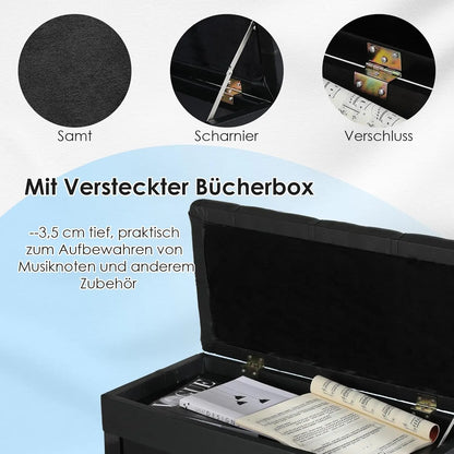 Höhenverstellbare Klavierbank mit Stauraum – Ergonomischer Pianohocker Schwarz Single & Doppel