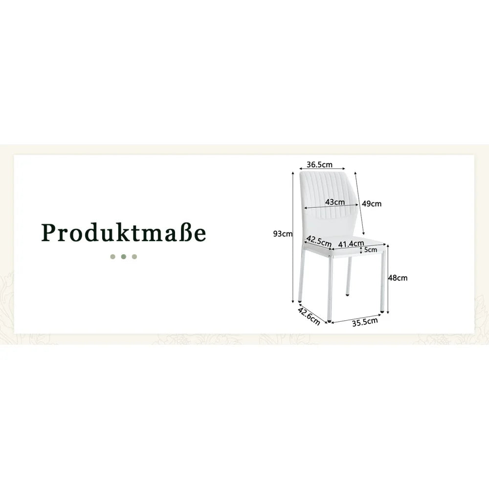 Esszimmerstuhl 4er Set Weiss – Modernes Polsterstuhl Set aus Kunstleder & Metallbeinen in Silber