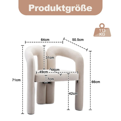 Esszimmerstuhl 2er Set Beige – Modernes Samt Polsterstuhl Set in Sesselform mit Massivholzgestell