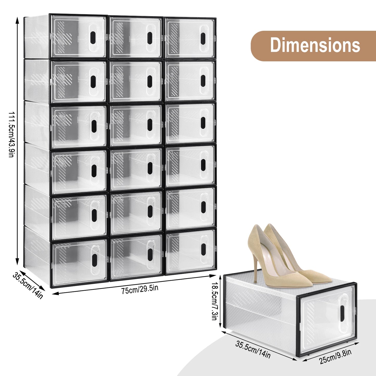 Schuhboxen Transparent Stapelbar 8er Set – Kunststoff Schuhregal mit Fronttür