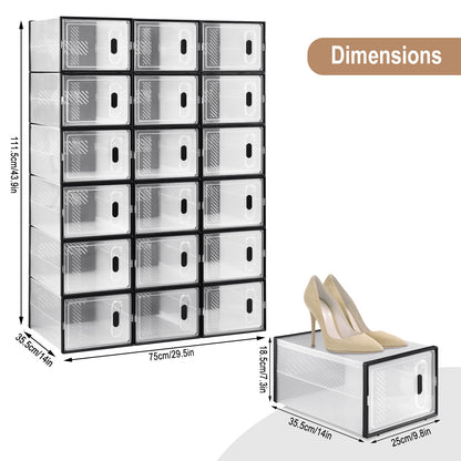 Schuhboxen Transparent Stapelbar 8er Set – Kunststoff Schuhregal mit Fronttür