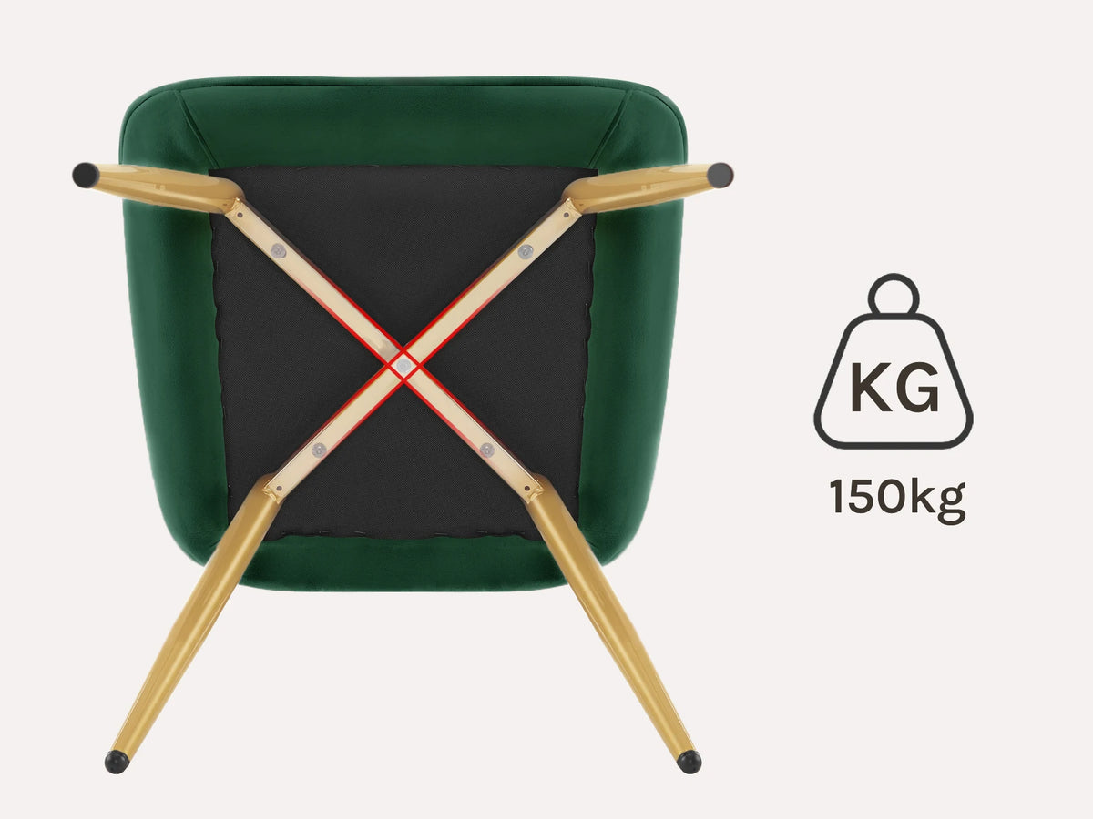 Esszimmerstuhl 2er Set Dunkelgruen – Modernes Samt Polsterstuhl Set mit Armlehnen & Metallegeln ergonomisch
