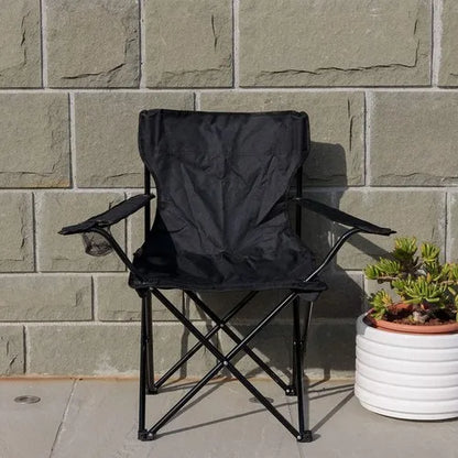 Campingstuhl Klappbar Schwarz – Moderner Faltstuhl mit Getraenkehalter & Tragetasche fuer Outdoor & Camping bis 100kg