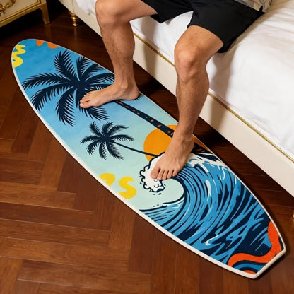Surfbrett Teppich Tropisch Wave 120x170cm – Weicher Palmen Flurläufer & Kinderzimmer Matte
