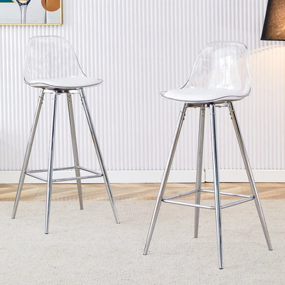 Barhocker 2er Set Modern – Ergonomische Tresenstuehle mit Fussstütze & Metallgestell fuer Kueche & Bar bis 120kg
