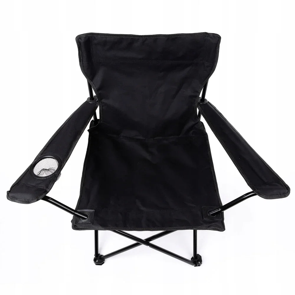 Campingstuhl Klappbar Schwarz – Moderner Faltstuhl mit Getraenkehalter & Tragetasche fuer Outdoor & Camping bis 100kg