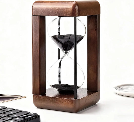 Sanduhr 30 Minuten Schwarz – Eleganter Holz Stundenglas Timer für Büro & Wohnzimmer Deko