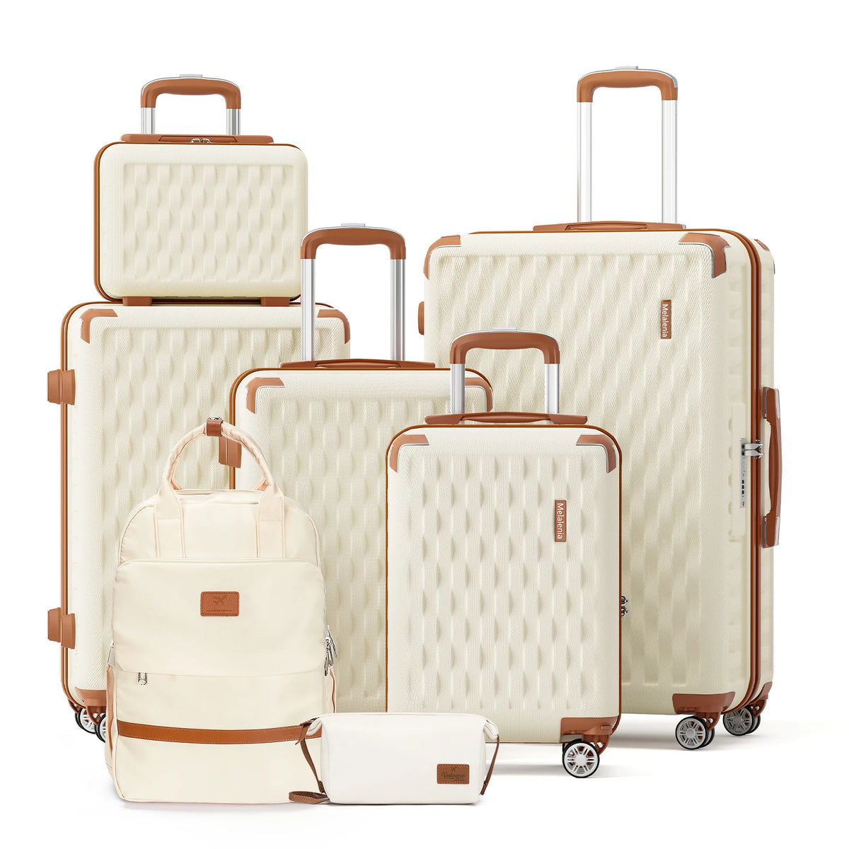Kofferset 7-teilig Hartschale ABS – Reisekoffer Set mit TSA Schloss YKK Reissverschluss & Rucksack