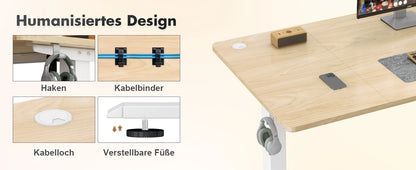Devoko Height Adjustable Desk Electric Tabletop 120x60cm Height Adjustable table Standing Desk