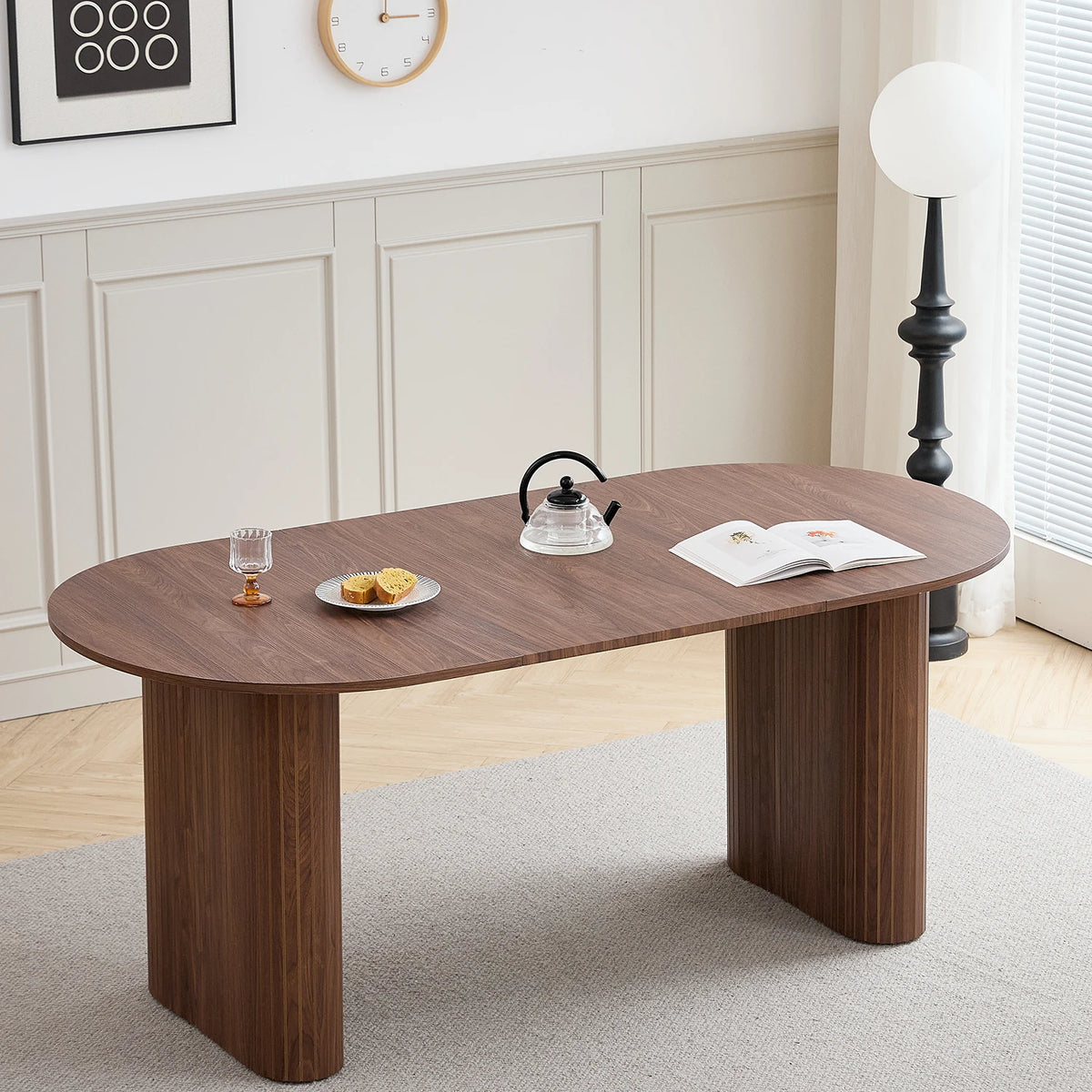 Ovaler Esstisch Holzoptik 160x90cm – Moderner Küchentisch aus MDF für 6 Personen