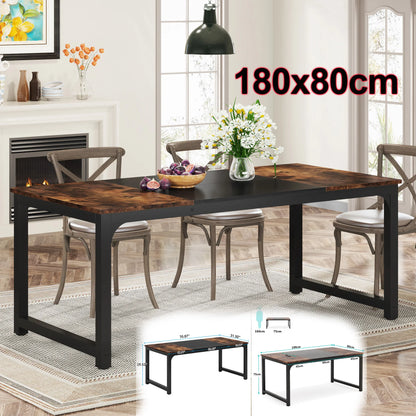 Esstisch Holzoptik Schwarz 160x80cm – Moderner Küchentisch aus Holz & Metall für 6 Personen