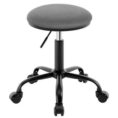 Arbeitshocker mit Rollen Schwarz – Hoehenverstellbarer Drehhocker aus Kunstleder fuer Homeoffice, Kosmetik & Praxis bis 120kg
