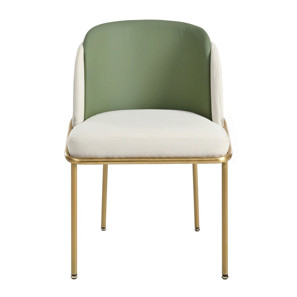 Esszimmerstuhl Beige-Grün – Modernes Polsterstuhl Set mit Samtbezug, Katzenkratzfestes Leder & Goldbeinen bis 150kg