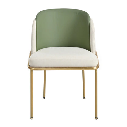 Esszimmerstuhl Beige-Grün – Modernes Polsterstuhl Set mit Samtbezug, Katzenkratzfestes Leder & Goldbeinen bis 150kg
