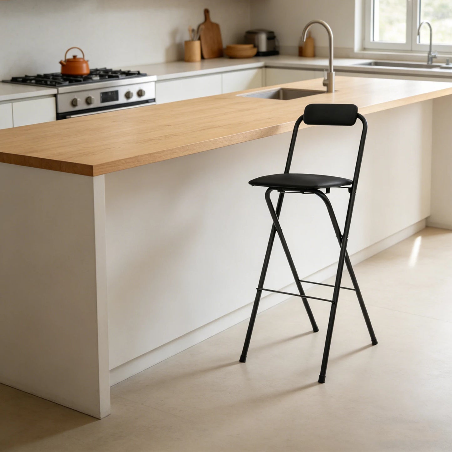 Klappbarer Barhocker 70cm Sitzhöhe – Moderner Tresenstuhl aus Stahl & Kunstleder bis 125kg