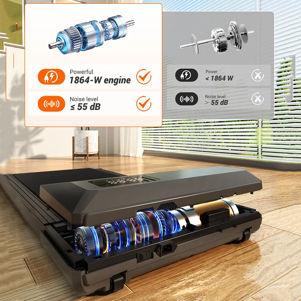 Walking Pad Klappbar mit Steigung – Leises Laufband 2.5 PS mit App & LED Touchscreen bis 136kg