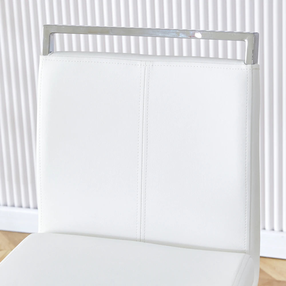 Barhocker 2er Set Silber Weiß – Freischwinger Tresenstühle aus Kunstleder & Metall